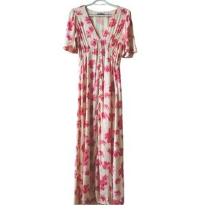 ZARA Pink Floral Print Midi Dress Size M